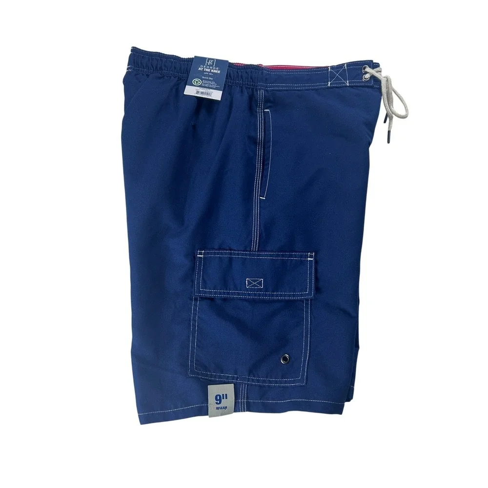 George‎ Mens Navy Blue Cargo Board Shorts Swim Trunks Size Small (28-30) NEW